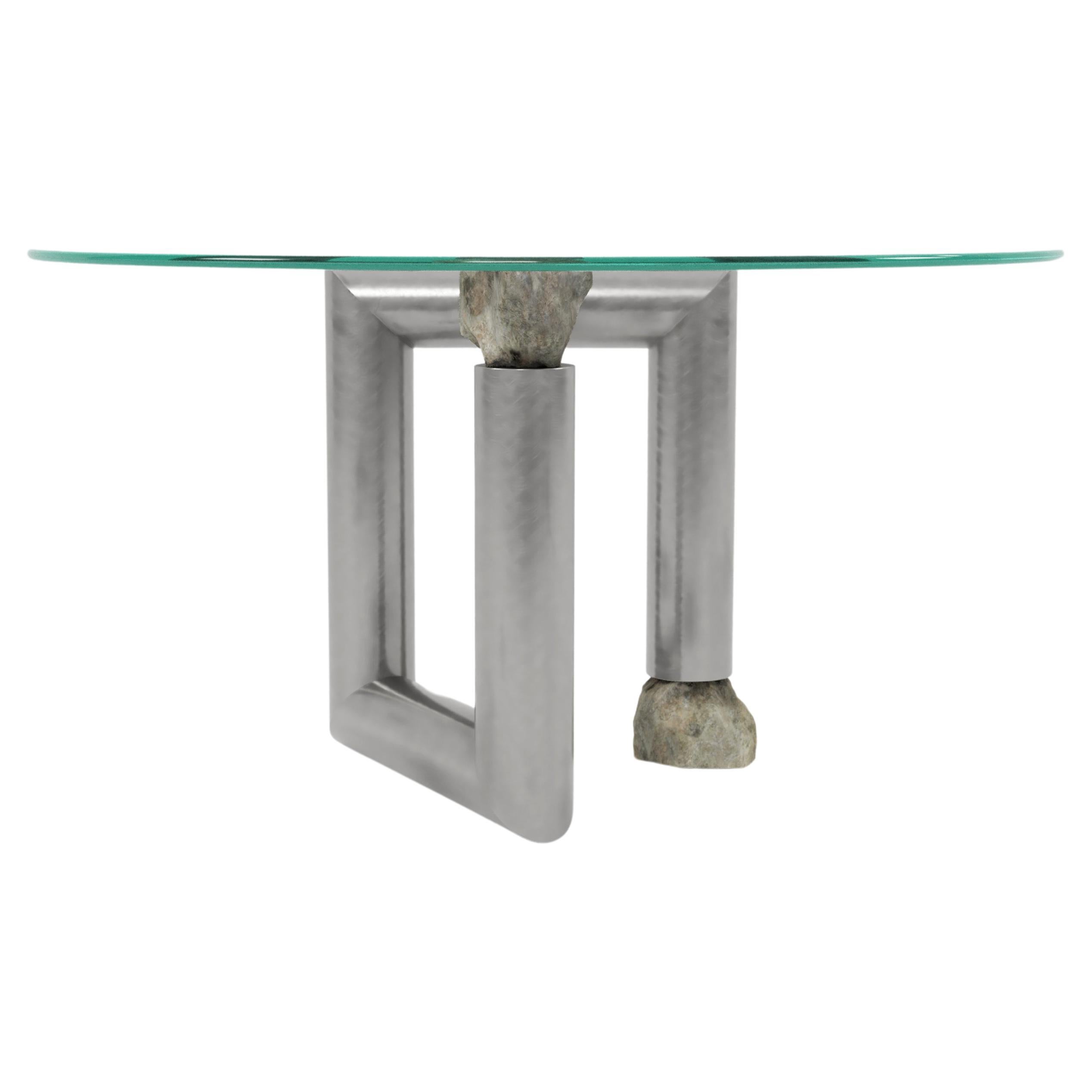 Round Stainless Steel Dining Table by Batten and Kamp For Sale