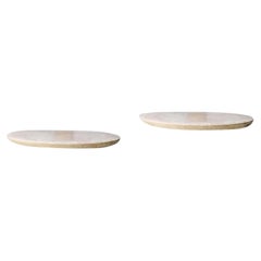 Pair of Refined Contemporary Marble 01 Travertino Silver Marble Platter