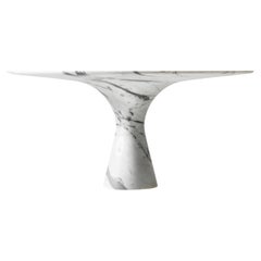 Bianco Statuarietto Refined Contemporary Marble Low Round Table 36/100