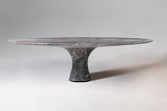 Grey Saint Laurent Refined Contemporary Marble Oval Low Table 130/27