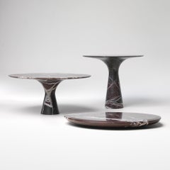 Set de 3 Soportes y Plato para Tartas de Mármol Rosso Lepanto Contemporáneo Refinado