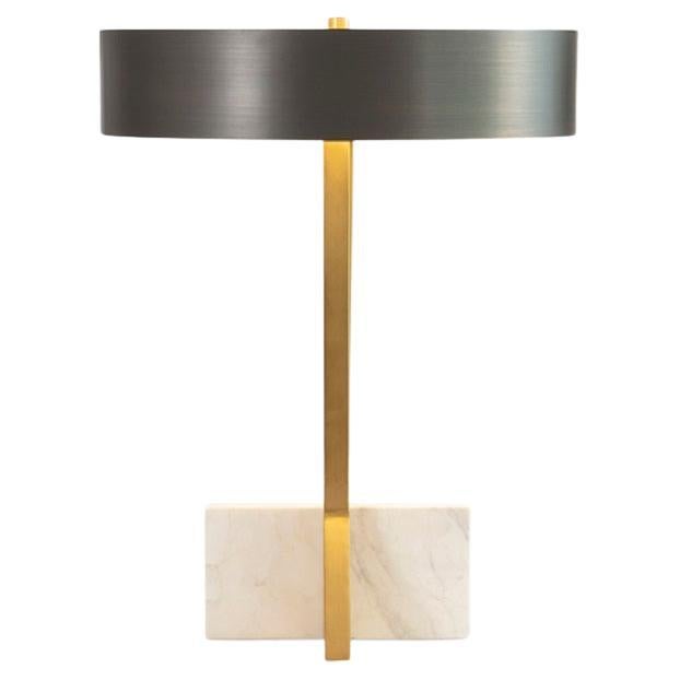 Brass "Tower" Table Lamp, Square in Circle