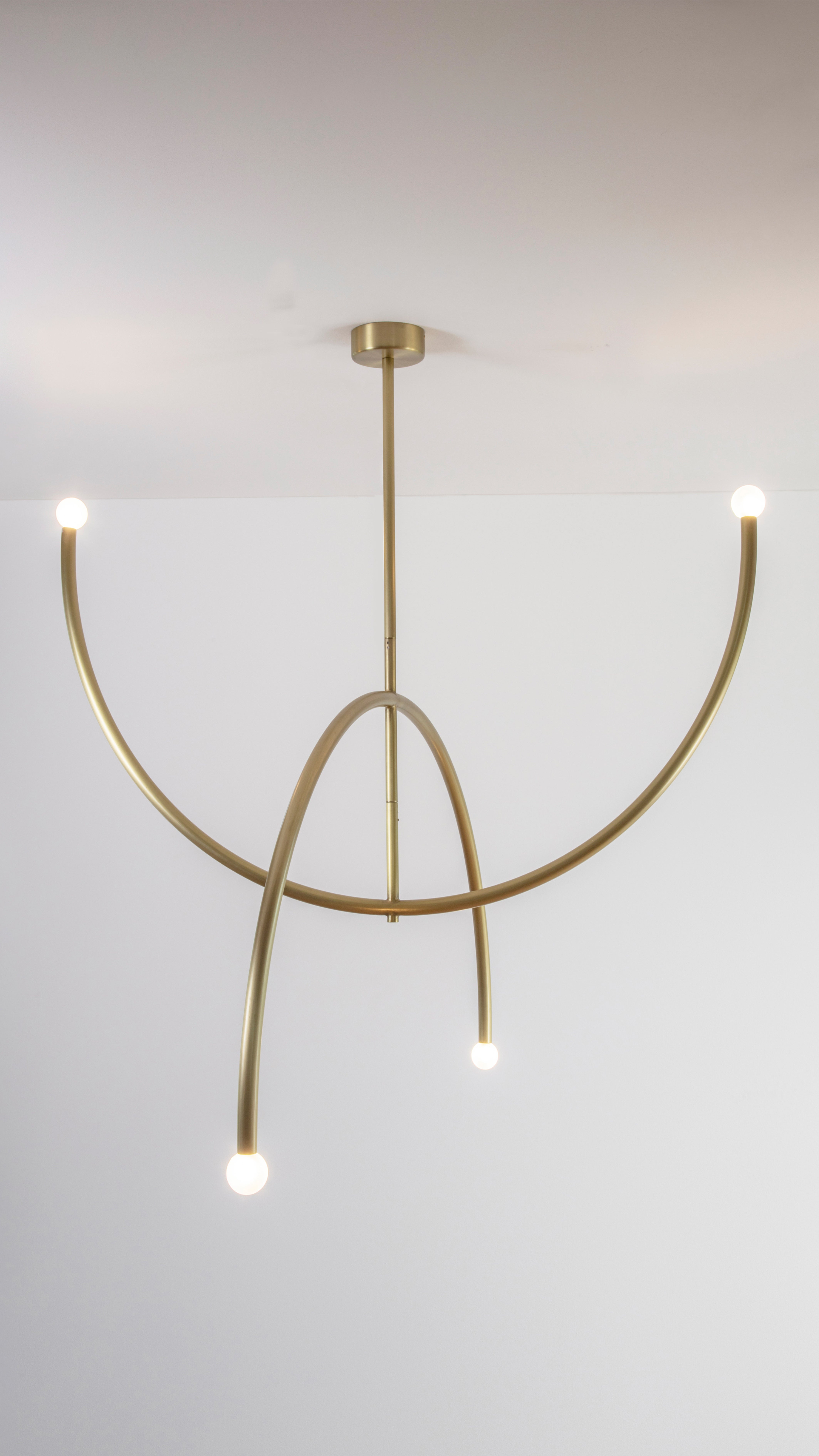 Brass Double Arch Pendant Light by Square in Circle For Sale