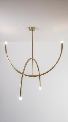 Brass Double Arch Pendant Light by Square in Circle