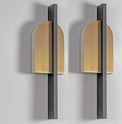 Set of 2 Brass Single Wall Lights by Square in Circle