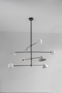 Brass Ball and Shade Pendant Light by Square in Circle