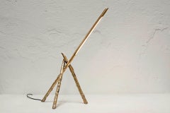 Sculptural Contemporary Tripod Satin Brass Floor Lamp by Morghen Studio