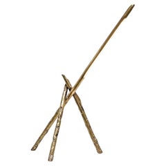 Sculptural Contemporary Tripod Satin Brass Floor Lamp by Morghen Studio