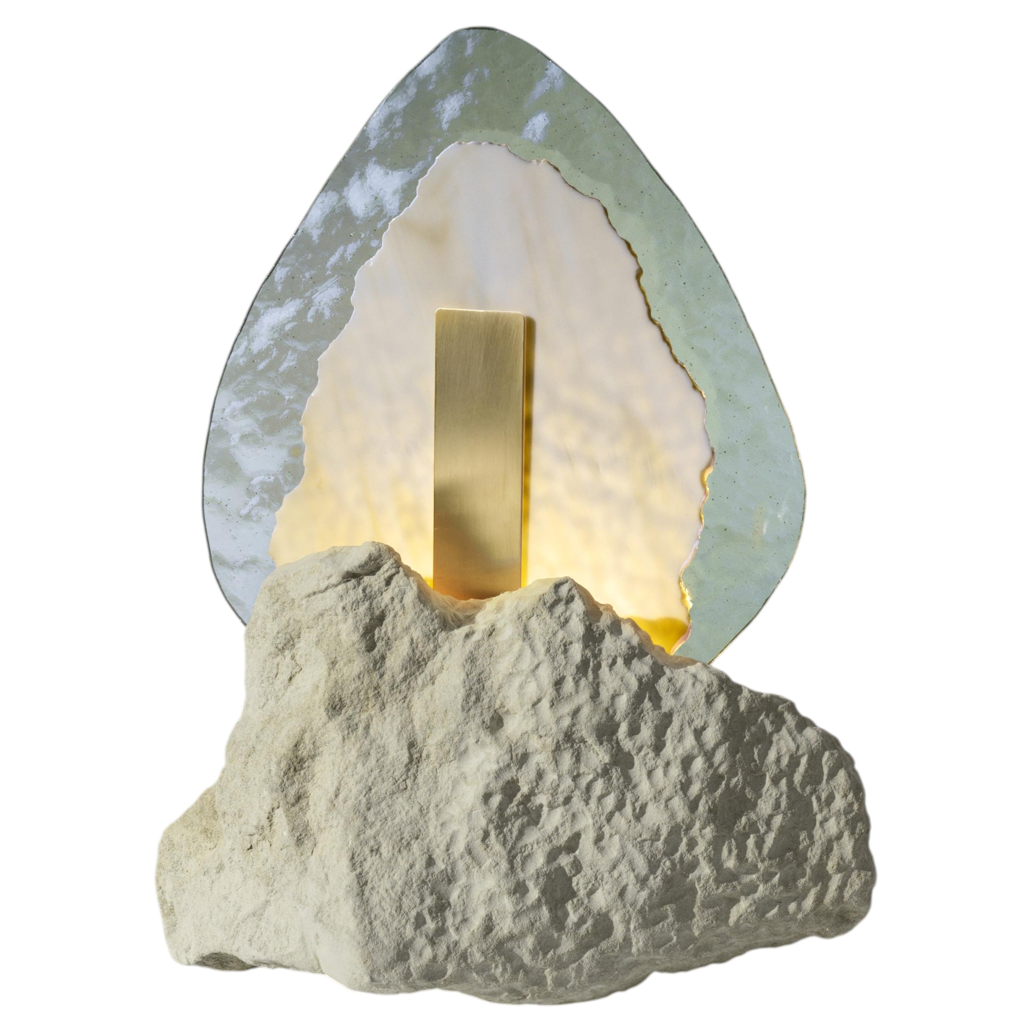 Teardrop-Shaped Soft Blue Glass Light Sculpture by Marie Jeunet x Audrey Guimard For Sale