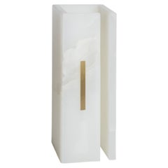 Hand-sculpted Organic Block Form, Pure White Onix Sculpture by Marie Jeunet