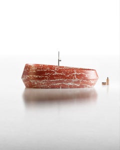 Oval Rosso Francia Marble Contemporary Luxury Bath Tub By Serafini