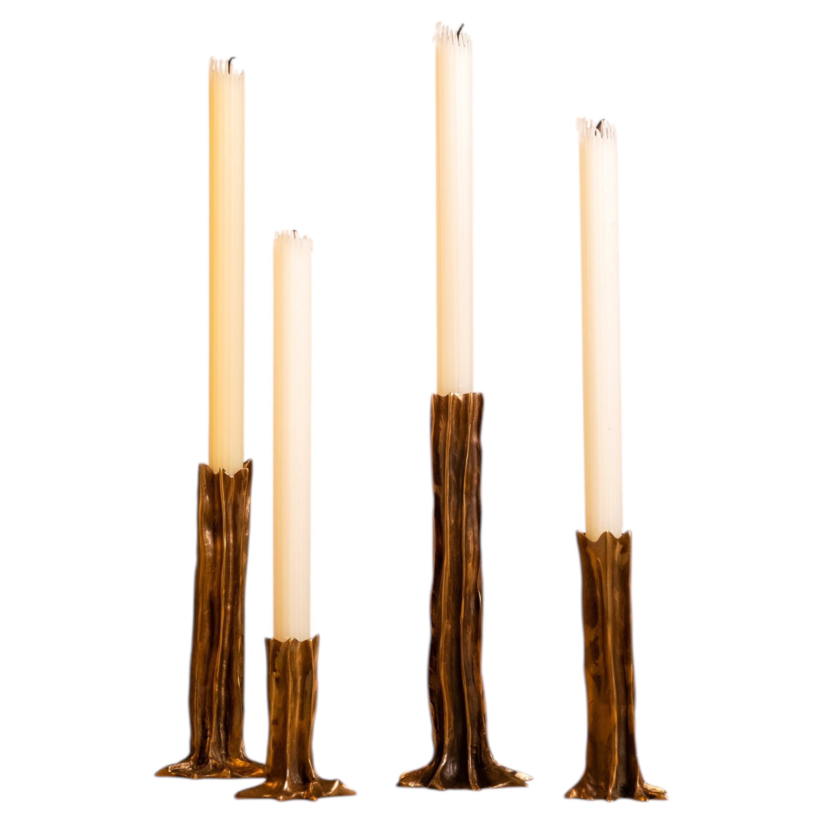 Dark Patina Arbor 4 Piece-Set of Candlesticks by Studio Palatin