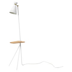 Cone Floor Lamp with Table in Clear White or Pure Cashmere by Warm Nordic