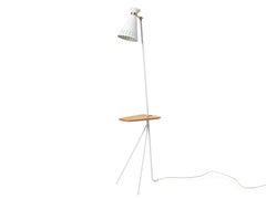 Cone Floor Lamp with Table in Clear White or Pure Cashmere by Warm Nordic