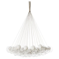 28,37 Lampadario a sospensione di Bocci, vetro bianco e nichel, Canada