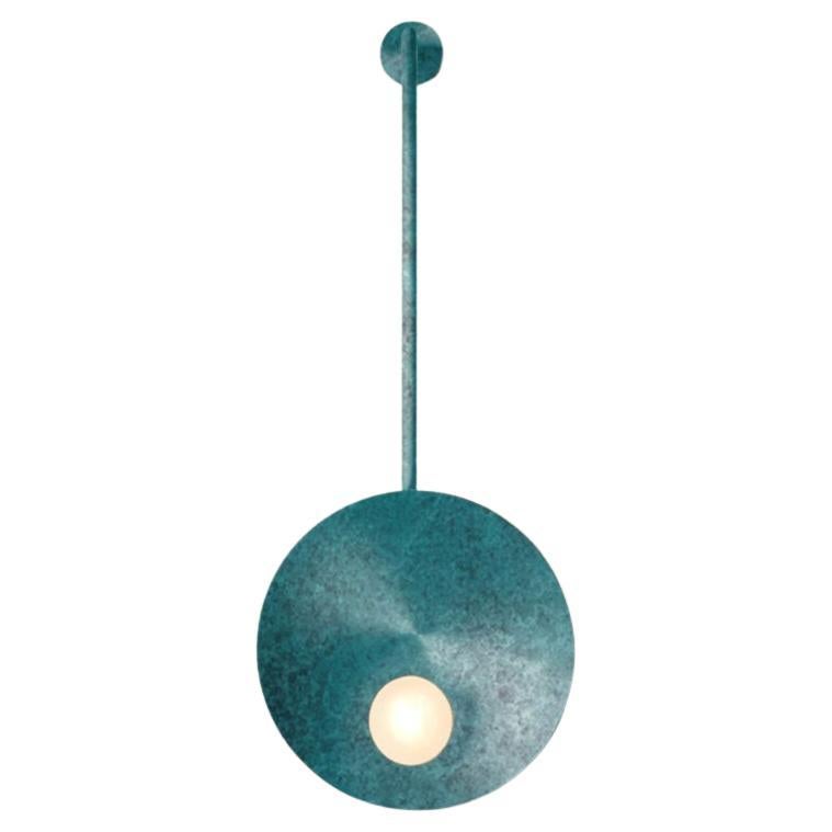 Elegant Handcrafted Verdigris Oyster Wall Mounted Lamp With Rod by Carla Baz