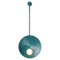 Elegant Handcrafted Verdigris Oyster Wall Mounted Lamp With Rod by Carla Baz