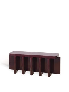 Banco rústico de madera maciza rojo burdeos Spina B5.1 de Cara Davide