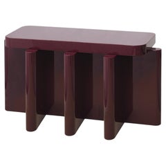 Handcrafted Bordeaux Red Solid Wood Seating Spina B3.1 Bench by Cara Davide