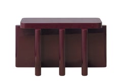 Handcrafted Bordeaux Red Solid Wood Seating Spina B3.1 Bench by Cara Davide