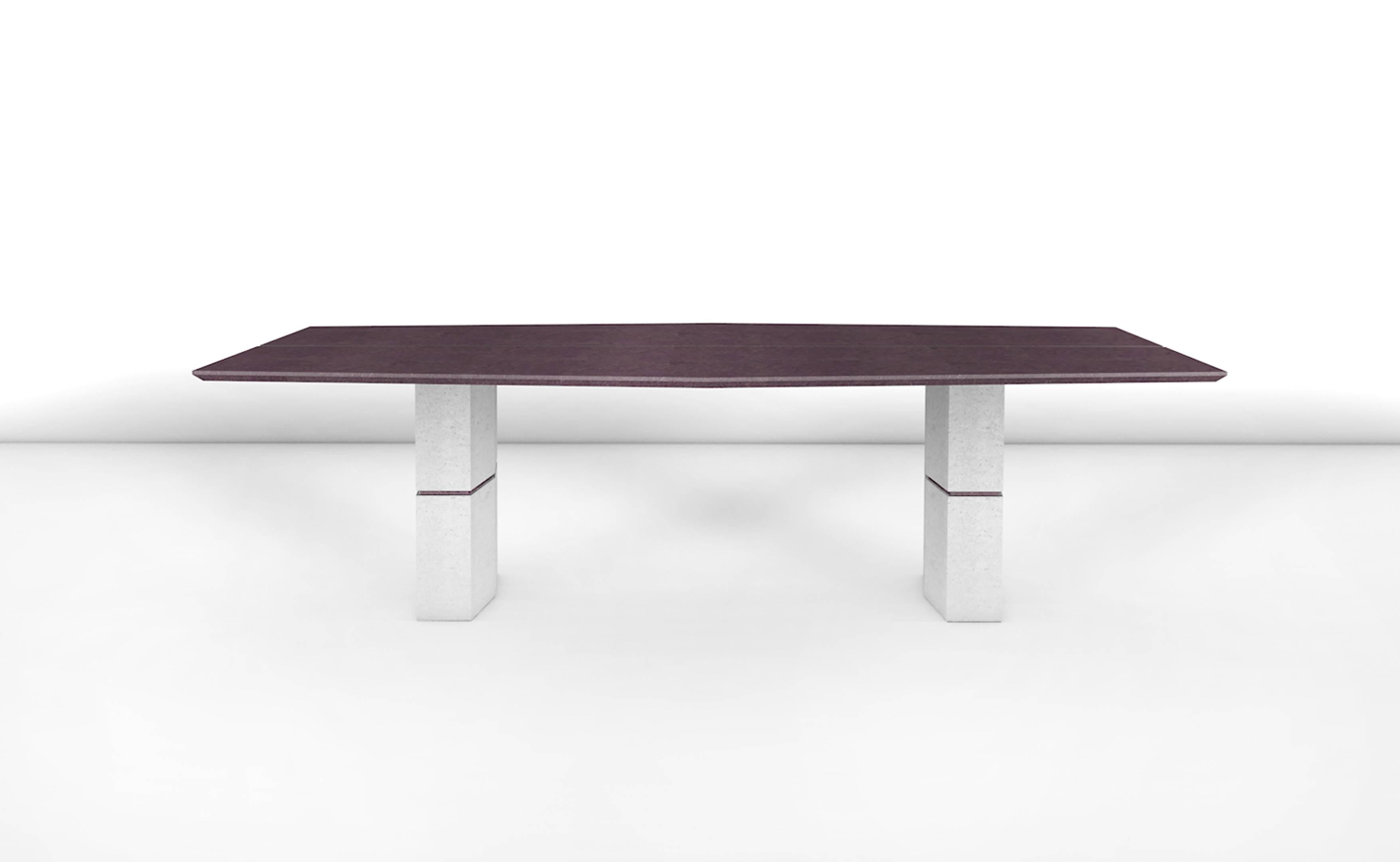 French Frédéric Saulou, Unique Dining Table in Purple Slate
