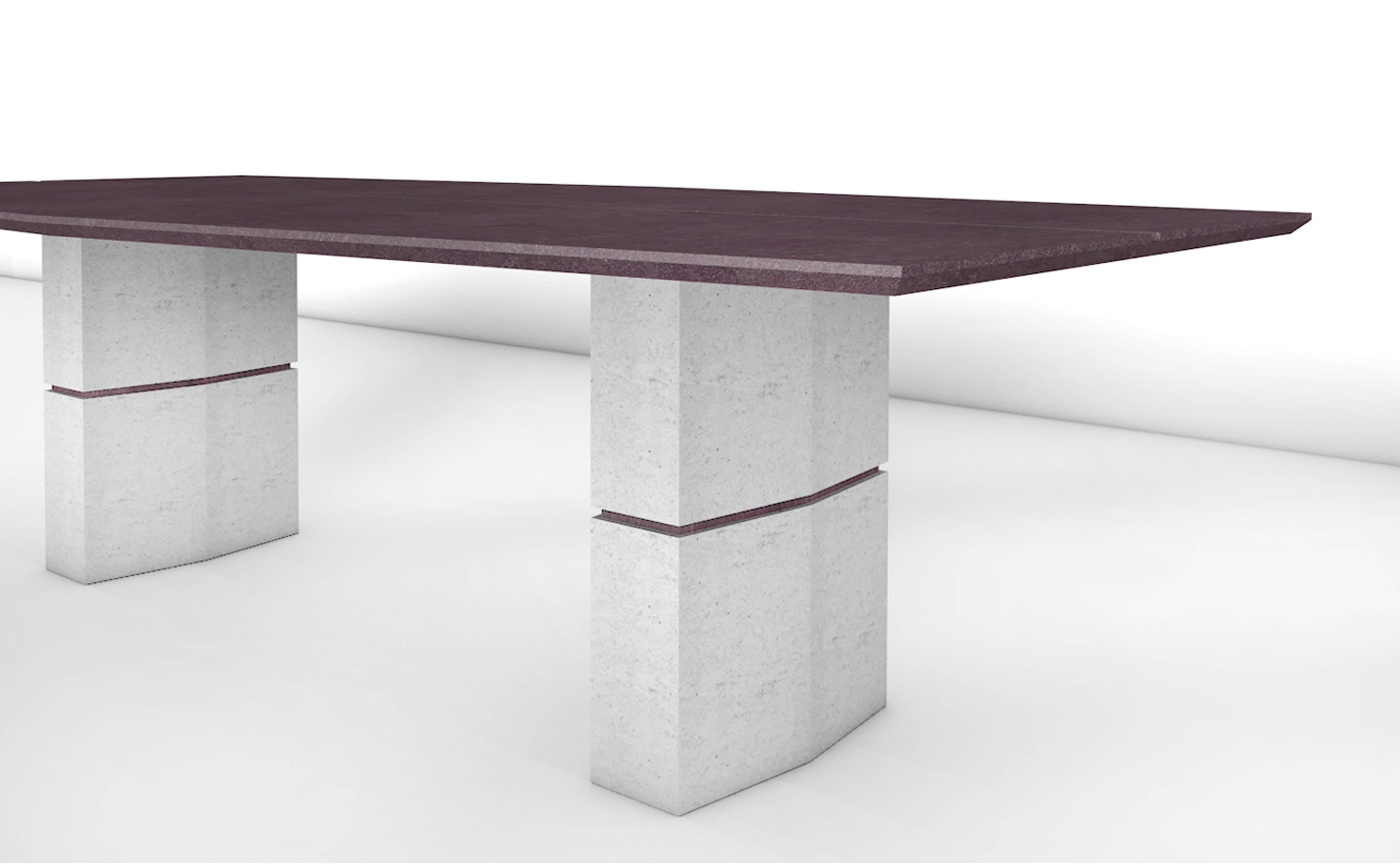 Frédéric Saulou, Unique Dining Table in Purple Slate In New Condition In Geneve, CH
