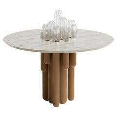 Unique Cactus Velvet Round Table with Transparent Glass by Mickael Koska
