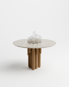 Unique Cactus Velvet Round Table with Transparent Glass by Mickael Koska