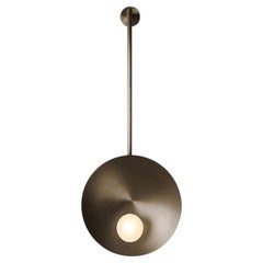 Modern Handcrafted Brushed Bronze Oyster Wall Mounted Lamp With Rod by Carla Baz