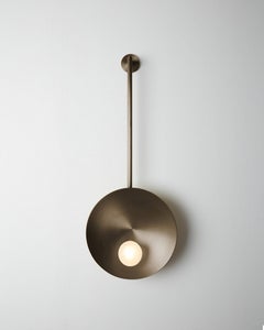 Modern Handcrafted Brushed Bronze Oyster Wall Mounted Lamp With Rod by Carla Baz