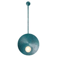Modern Handcrafted Verdigris Oyster Wall Mounted Lamp With Rod by Carla Baz