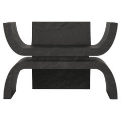 Contemporary Sculptural Kabuto Throne in Black Bronze by Michel Amar