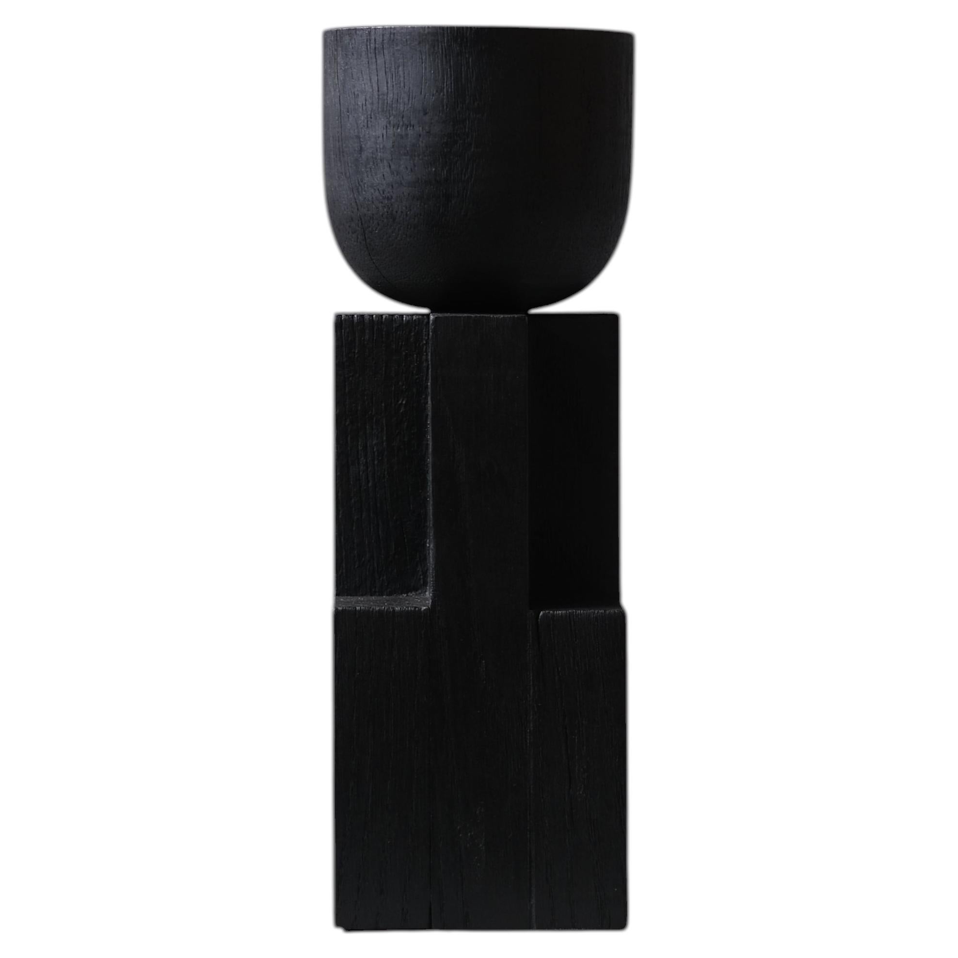 Black Iroko Wood Goblet Bowl, Signed Arno Declercq