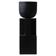 Black Iroko Wood Goblet Bowl, Signed Arno Declercq
