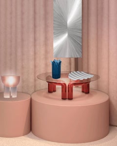 Lampe de table HELIA « Link Pink Satin Frosted Glass » de Glass Variations