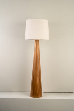 Malva Contemporary Parota Wood Floor Lamp with Linen Shade by Isabel Moncada