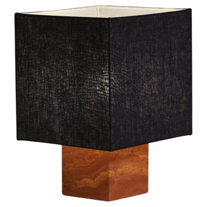 Red Travertine Small Roma 1 Square Table Lamp by NASSI For Sale