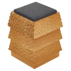 Pagode Naguri Stool in Oak Wood And Melange Wool Fabric by Heilig Objects