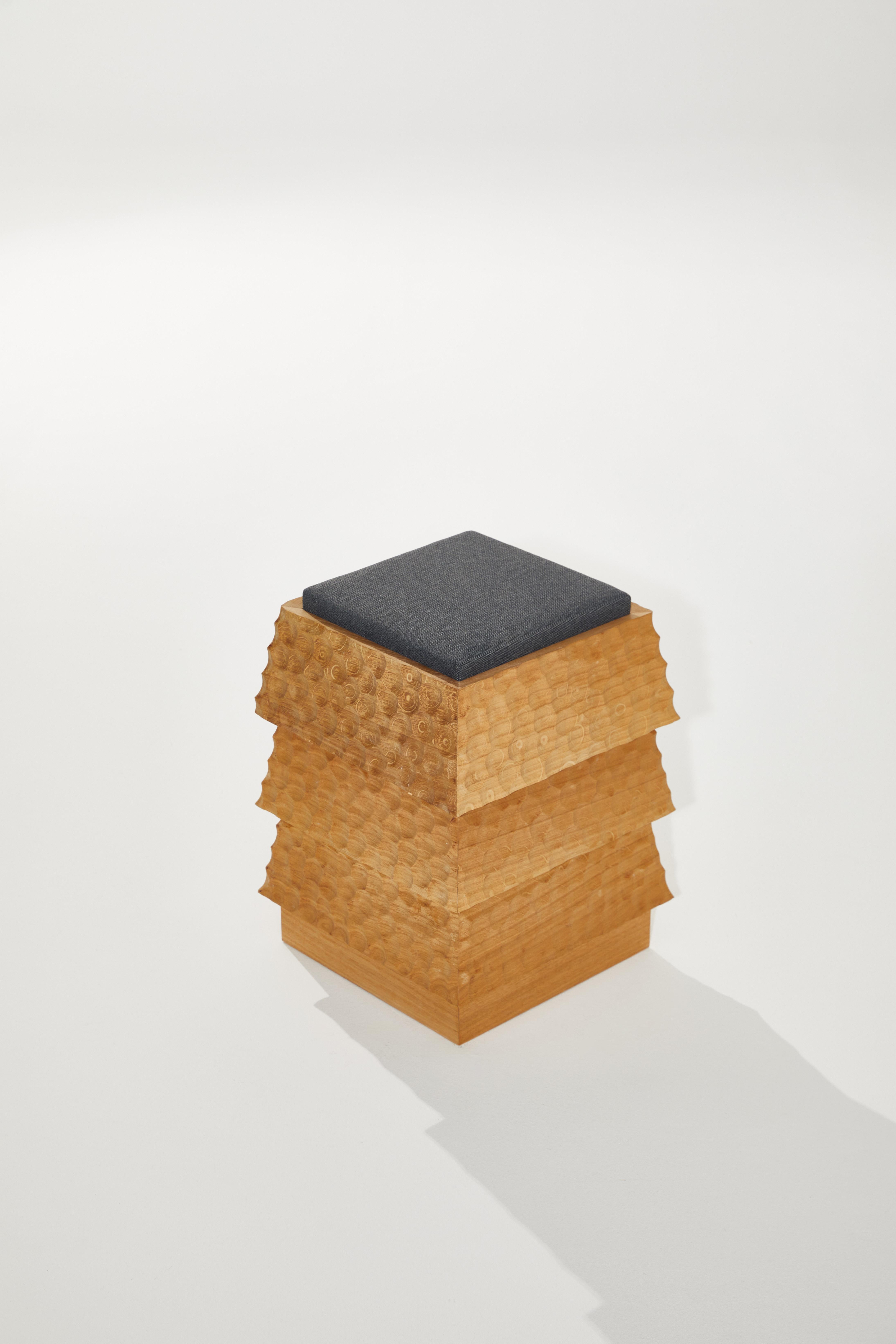 Pagode Naguri Stool in Oak Wood And Melange Wool Fabric by Heilig Objects
Dimensions: D 36 x W 36 x H 47 cm.
Materials: Oak wood and wool fabric.

Daniel Heilig. A young Hungarian-German designer, charismatic artist and creative cosmopolitan. Born