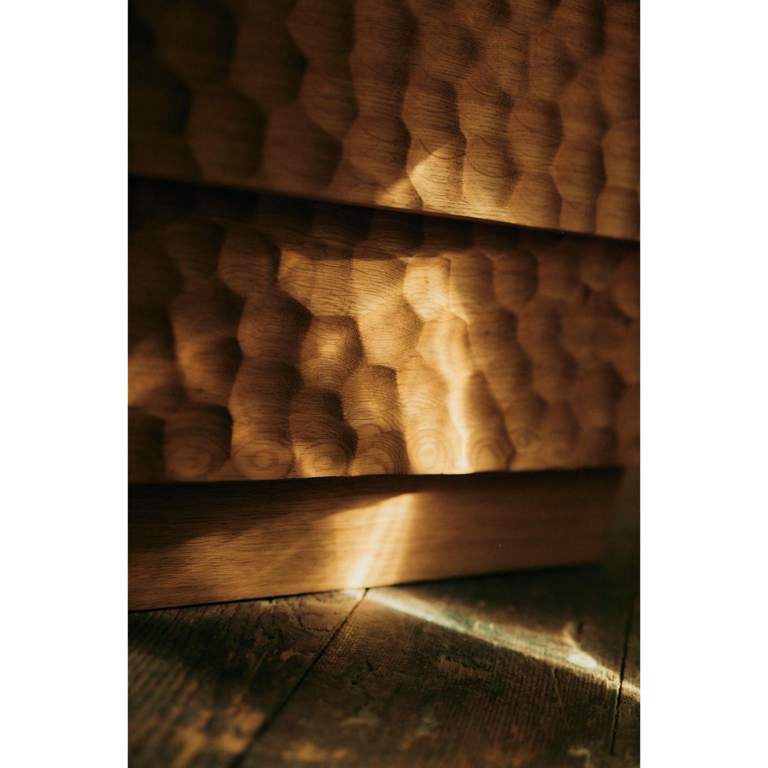 Pagode Naguri Stool in Oak Wood And Melange Wool Fabric by Heilig Objects For Sale 4