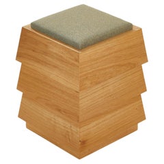 Pagode Stool in Oak Wood And Melange Wool Fabric by Heilig Objects