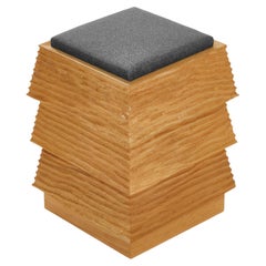 Pagode Wahiba Stool in Oak Wood And Melange Wool Fabric by Heilig Objects