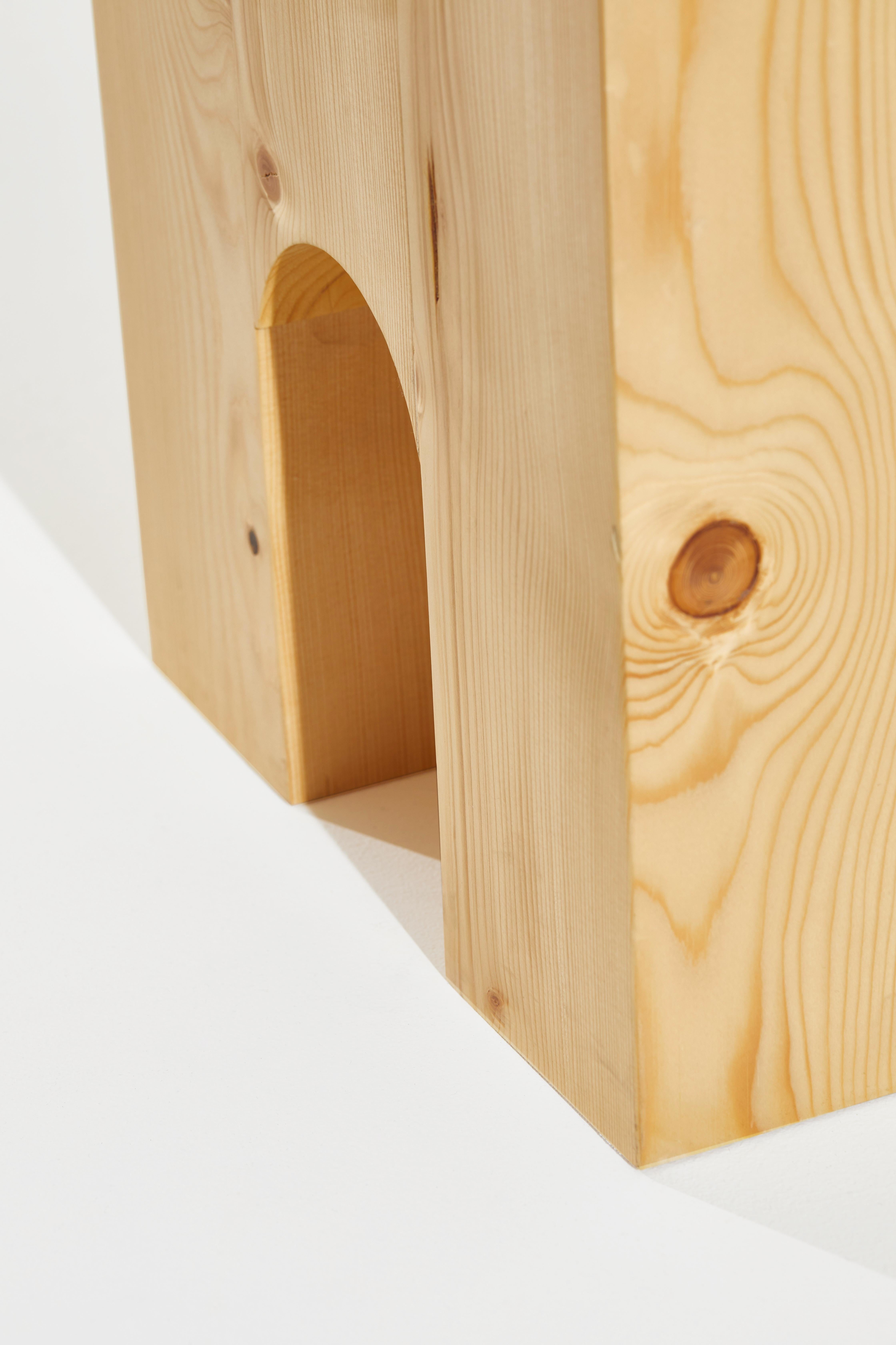 Post-Modern ARC-F4 Stool in Spruce Wood And Melange Fabric by Heilig Objects For Sale