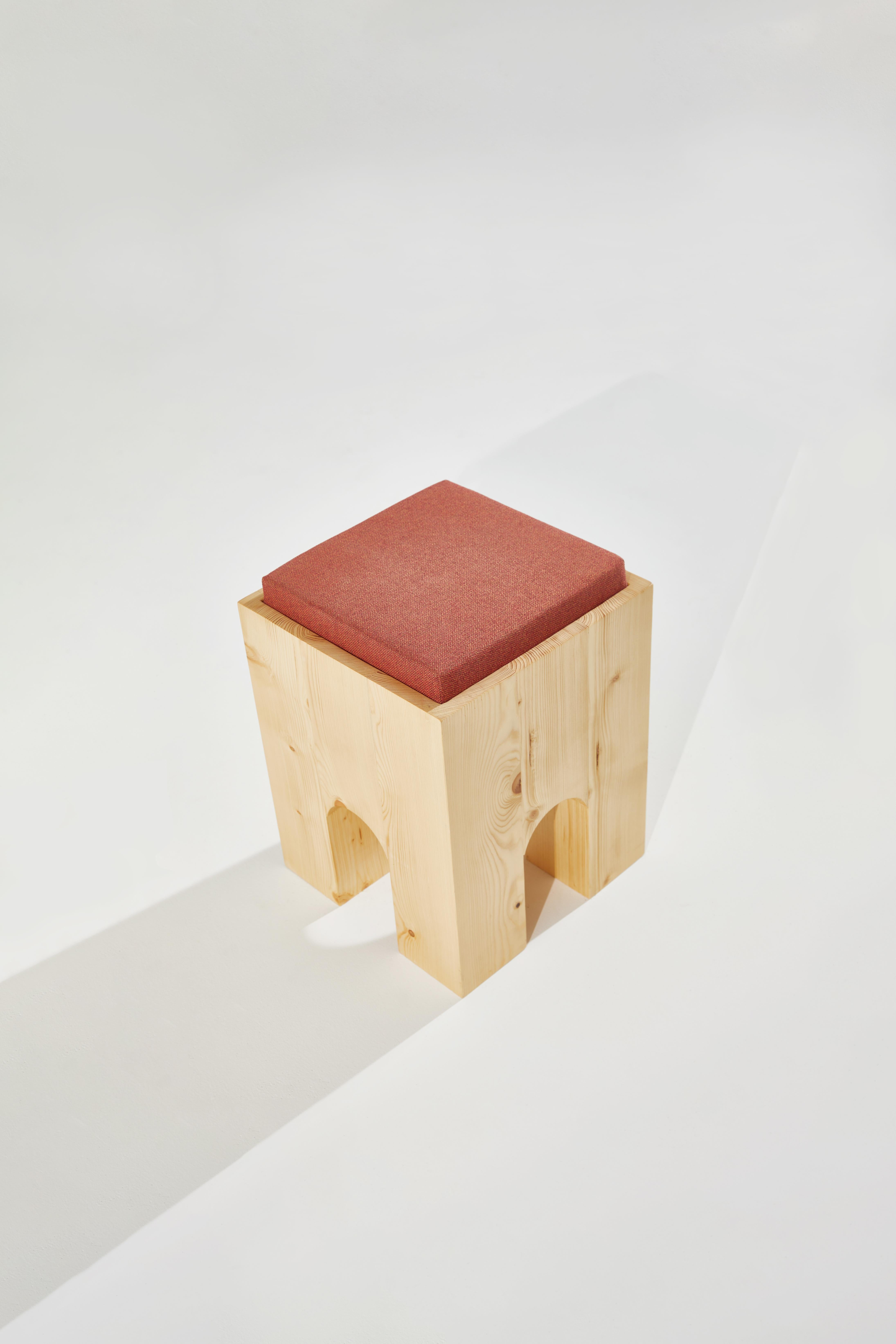 Other ARC-F4 Stool in Spruce Wood And Melange Fabric by Heilig Objects For Sale