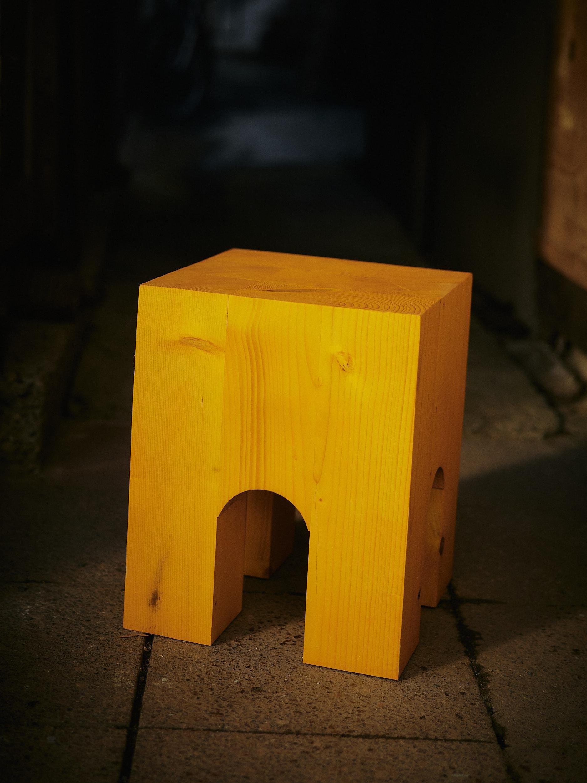 ARC-F4 Stool in Spruce Wood And Melange Fabric by Heilig Objects For Sale 10