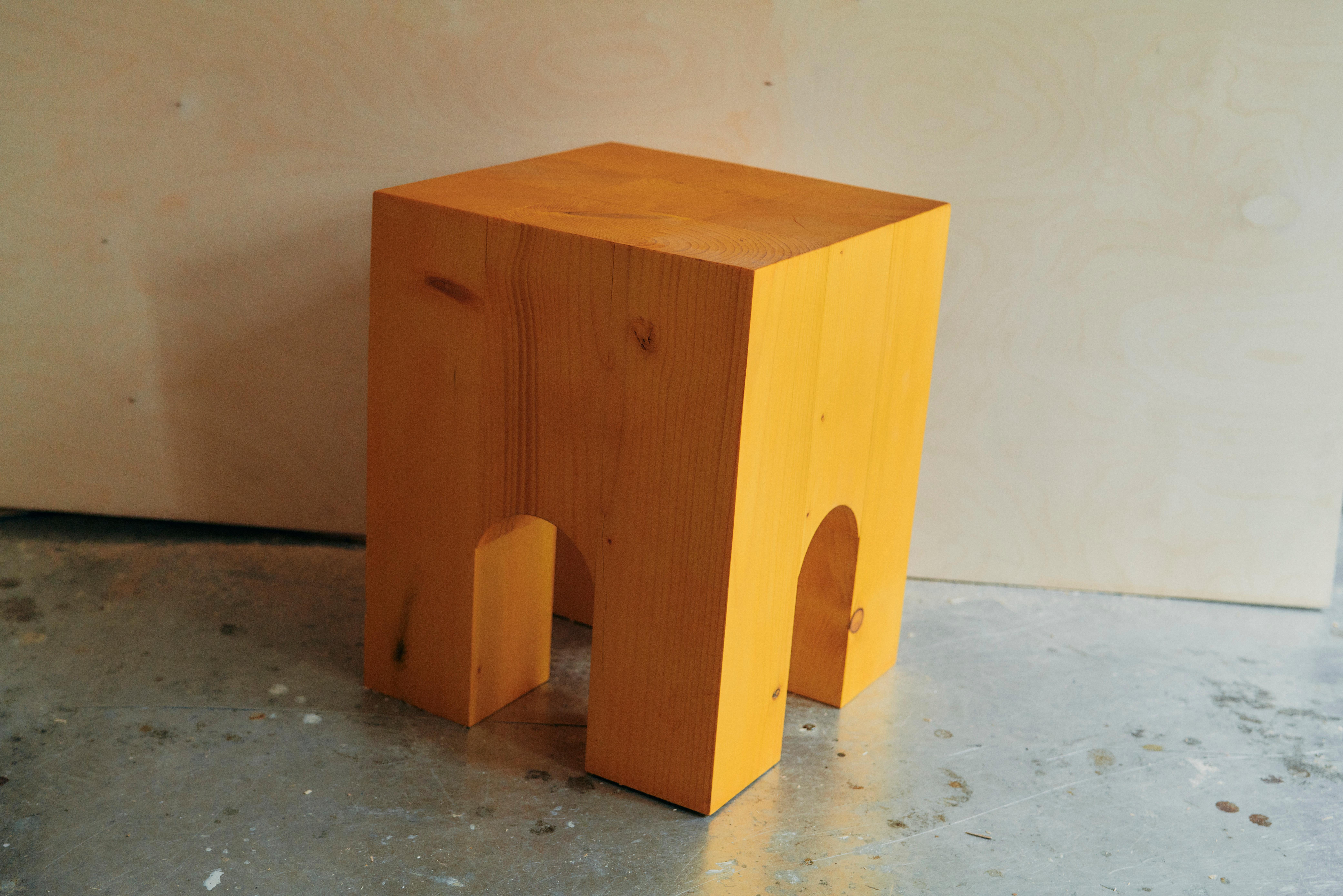 ARC-F4 Stool in Spruce Wood And Melange Fabric by Heilig Objects For Sale 7