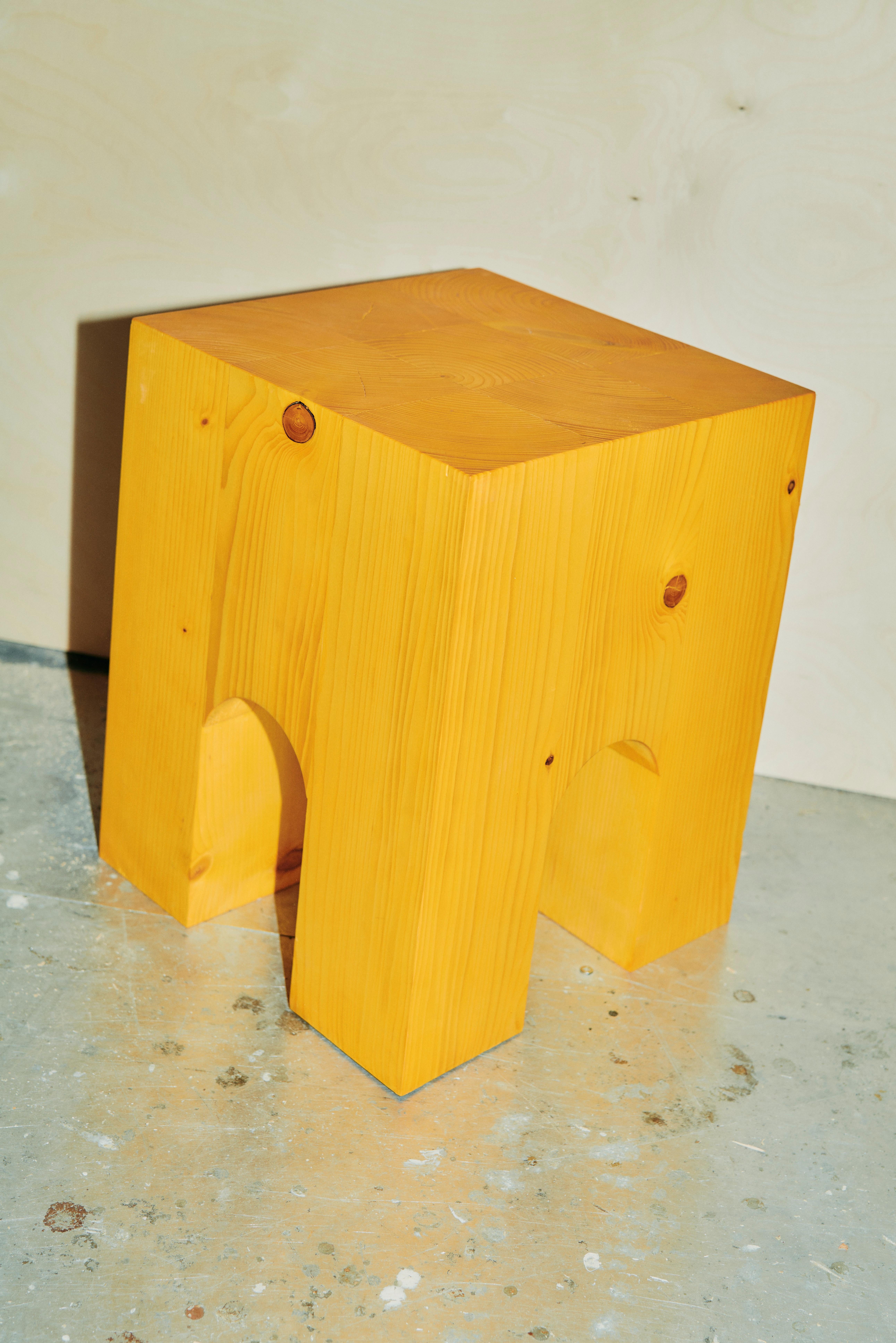 ARC-F4 Stool in Spruce Wood And Melange Fabric by Heilig Objects For Sale 8