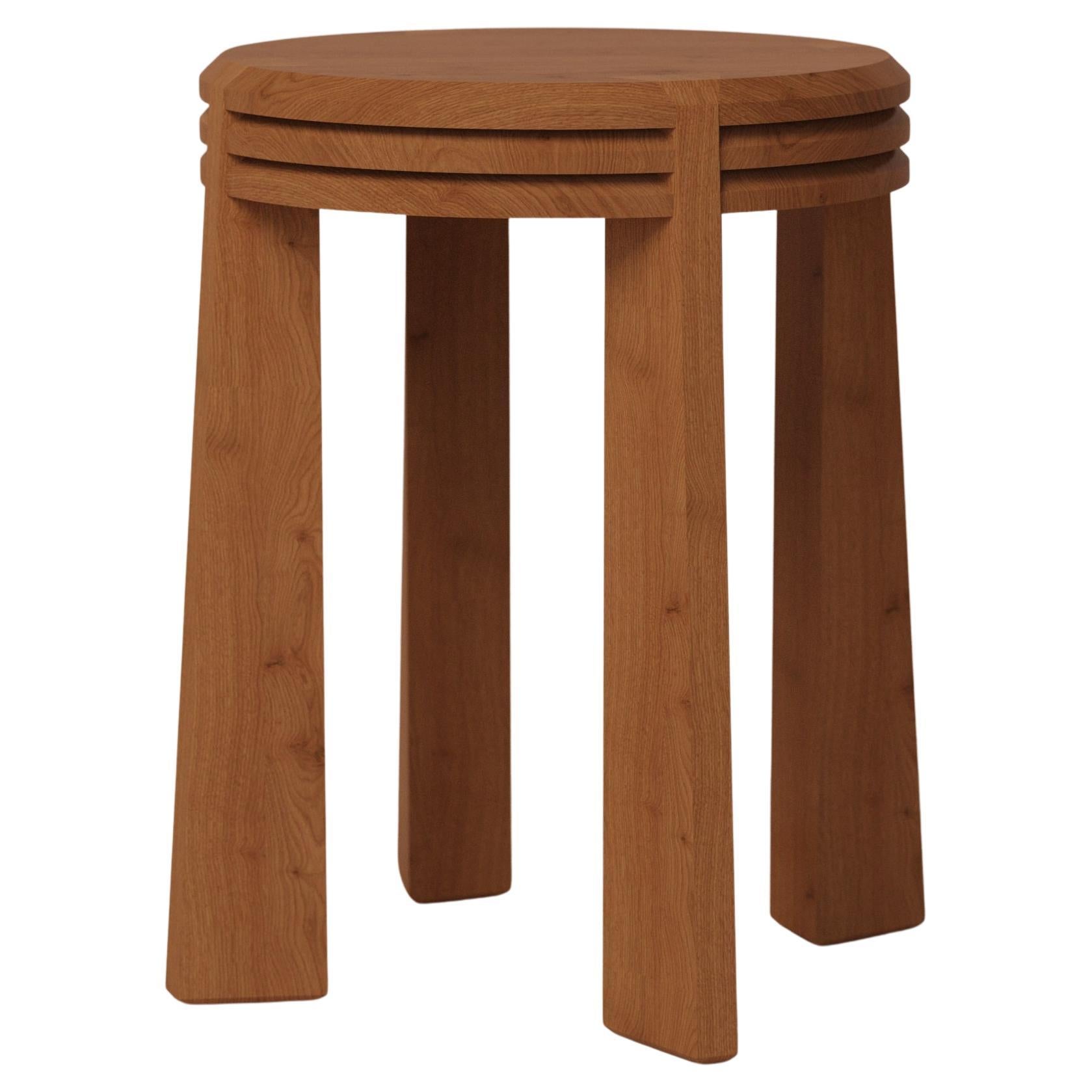 Prisma Oak Stool by Luis Gimeno