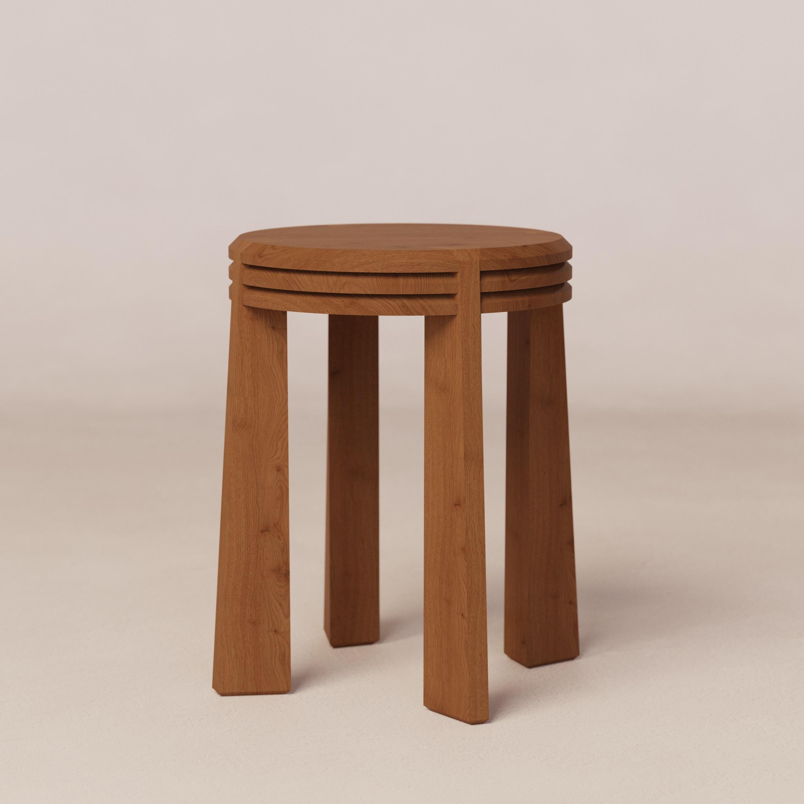Post-Modern Prisma Oak Stool with Three Layered Seating by Luis Gimeno For Sale