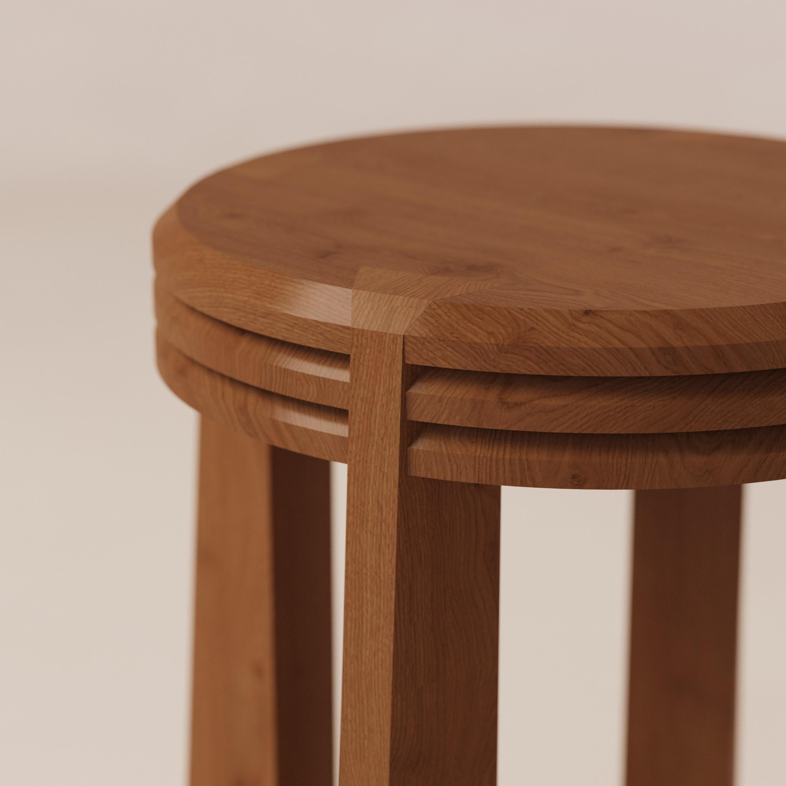 Prisma Oak Stool with Three Layered Seating by Luis Gimeno In New Condition For Sale In Geneve, CH